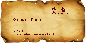 Kulman Masa névjegykártya